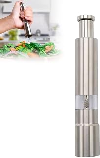 Mini Salt and Pepper Grinder Set,Stainless Steel Sea Salt and Pepper Mill with Push Button Grinder for Home Restaurant Camping Travel Cooking BBQ