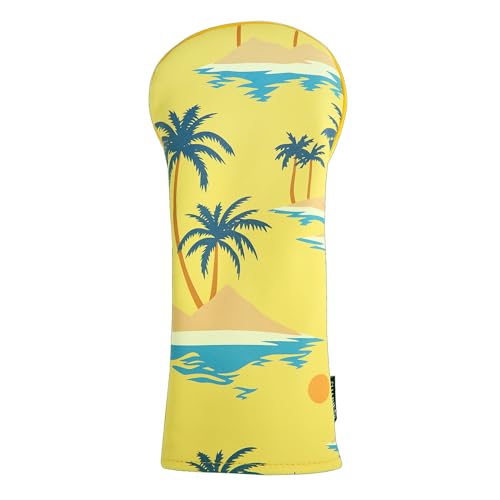 SHABIER Yellow Landscape with Palm Trees, Beach and Sea Golf Head Cover for Driver Club