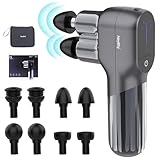 HEYCHY Mini pistola de masaje de doble cabeza, pistola de masaje muscular de percusión de tela profundo para terapia y relajación, pistola portátil de mano para atletas para aliviar el dolor, dolor y