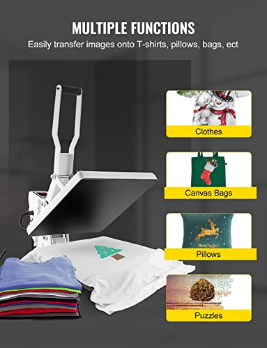 Vevor Heat Press, 15X15 Heat Press Machine, Fast Heating, High Pressure Heat Press Machine For T-Shirt, Power Digital Industrial Sublimation Printer For Heat Transfer Vinyl, Easy To Use, White #TOP7