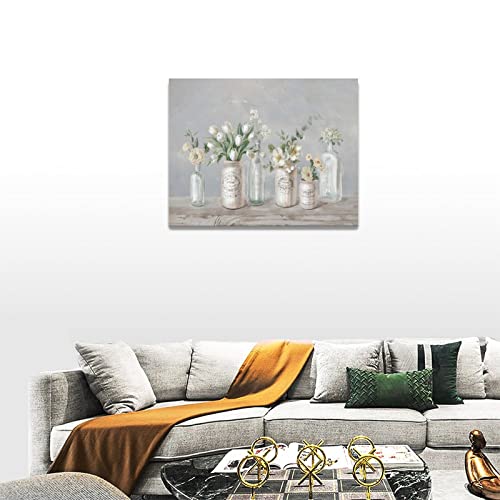 Farmhouse Bathroom Decor Wall Art Rustic Flower Art Floral Canvas Prints Painting Framed Artwork For Bathroom Kitchen Bedroom Living Room 16"X12" #TOP4