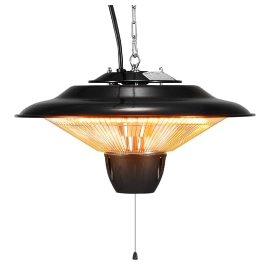 VEVOR Hanging Patio Heater, 1500W Outdoor/Indoor Electric Space Infrared Heater, IP34 Protection Ceiling Heater with 23.6 inch Pull Cord & 20 inch Adjustable Chain, for Porch,Patio,Dining Room,Studio