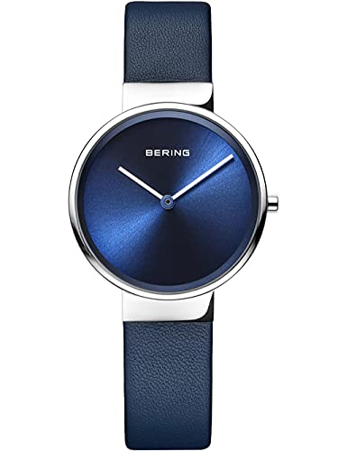 BERING Montres à Quartz 14531-607 : montre minimaliste en acier et cadran vert pour homme