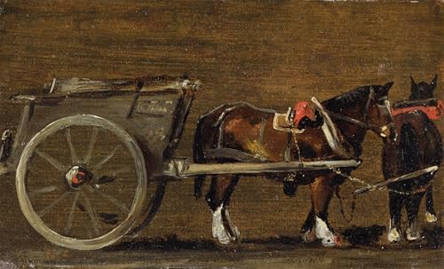 Une charrette de ferme deux chevaux affiche toile Constable 90cm