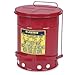 Justrite 09100 Oil Waste Can, Self-Closing, 6 Gal, Red