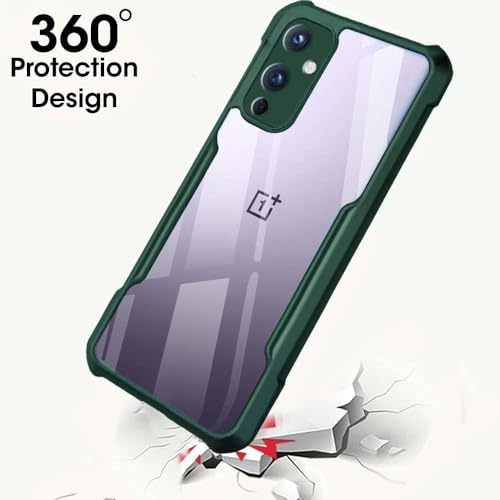 Image of WOW IMAGINE Shock Proof Clear Transparent Back Case Mobile Cover for 1+OnePlus 9 (Hard | Hybrid PC + TPU | Full Armour Device & Camera Protection | Camo Green)