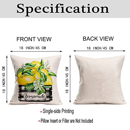 Smilyard Buffalo Plaid Lemon Throw Pillow Covers Home Sweet Home Decorative Pillow Cases 18X18 Inch Set Of 4 Black Truck Lemon Fruits Cushion Cover Cotton Linen Outdoor Pillowcase For Sofa(Lemon 4) #TOP4