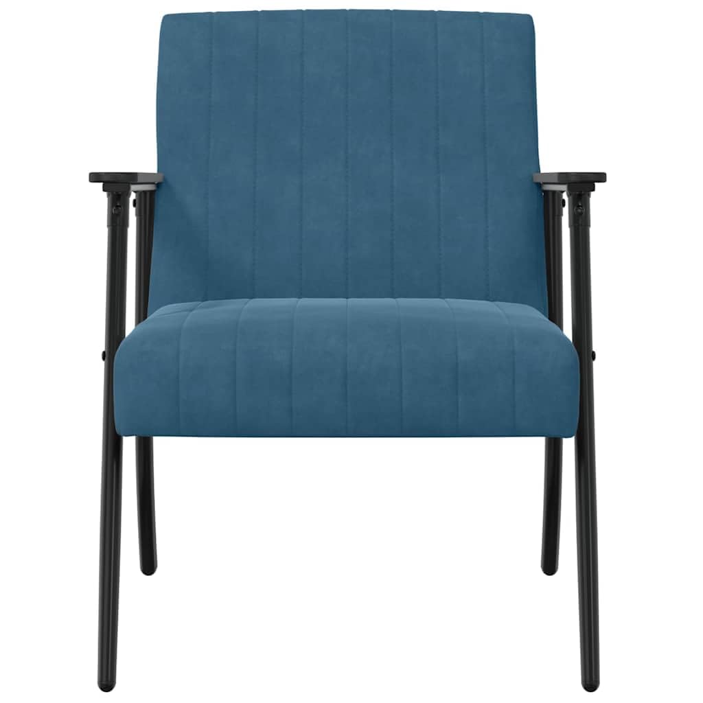 Fauteuil de velours bleu avec la mousse et le cadre en acier pour le salon