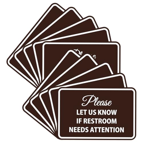 Signs ByLITA Classic Framed Please Let Us Know If Restroom Needs Attention Sign (Dark Brown) - Medium (10 Pack)