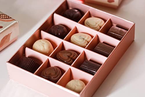 Image of Cocoacraft Magic Box 12 pcs | Handmade White, Milk & Dark Chocolate Pralines with Cranberry, Coffee, Almond, Orange & Caramel | Premium Gift Hamper for Wedding, Birthday & Corporate Gifting