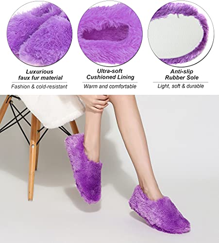 Winter Indoor Moccasin Slippers for Women, Soft Warm Fuzzy Home Slippers Non-Slip for Women3
