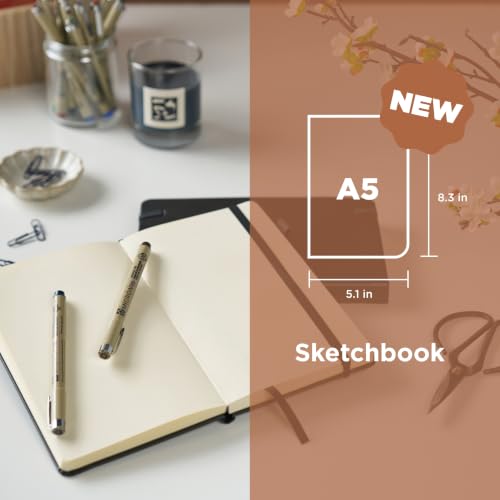 Sakura Sketchbook A5, Hardcover, 160 Pages, 5.1 x 8.3″, Black, Cream…