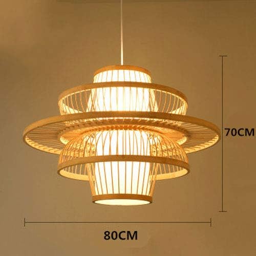CSSYKV Amerikaanse Bamboe Geweven Kroonluchter, Rieten Tak Kroonluchter, Creatieve Hangende Lamp Voor Woonkamer, Slaapkamer En Eetkamer Plafonddecoratie Lamp E27 Lamphouder, Binnenverlichting 80cm photo 3