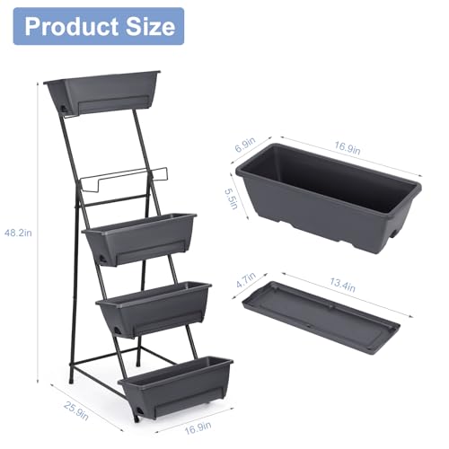 5 Tier Vertical Garden Planter Grey Herb Garden Planter for Outdoor Plants Vertical Raised Garden Bed Standing Tiered Flower Planter Boxes for Outdoor Garden Patio Yard by YBING - Image 7
