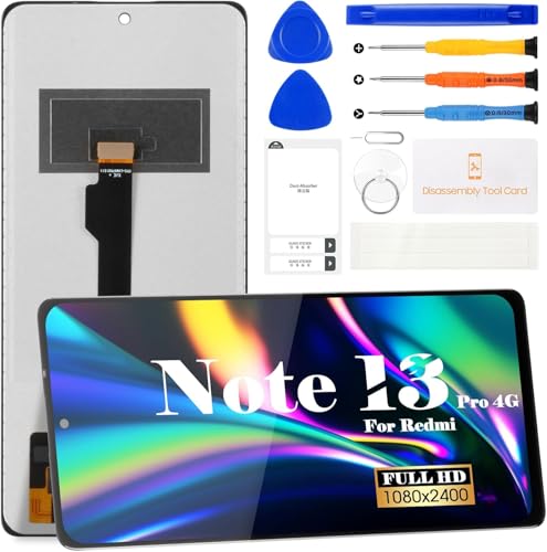 TFT para Xiaomi Redmi Note 13 4G Pantalla LCD para Redmi Note 13 4G Repuesto de Pantalla 23129RAA4G, 23124RA7EO, 23129RA5FL Conjunto de Reparación de Pantalla Táctil Digitizadora (Negro, Sin Marco)