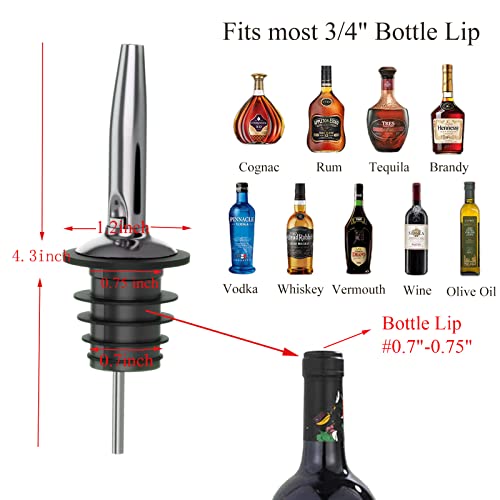 Pafusen 12 Pack Pour Spouts For Liquor Bottles, Liquor Pour Stainless Steel Classic Bottle Speed Pourers With Tapered Spout，Free Flow Pourers，Most Fit Classic Bottle's Lip 3/4" #TOP3