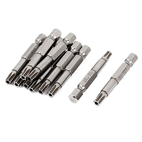 uxcell 1/4inch Hex Shank T27 Torx Security Screwdrivers Bits 50mm Length 10pcs