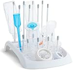 Munchkin Rack de séchage de la bouteille de bébé pliez - Compact Design Folds Flat pour un rangement facile, blanc/gris