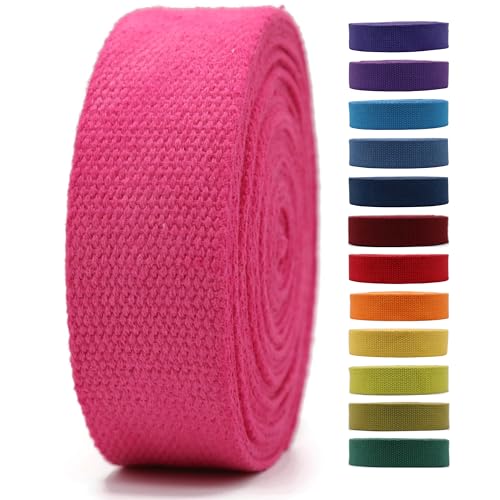 2" & 1.5'' & 1" Cotton Webbing - 5 Yards - 50+ Colors -%100 Natural Cotton - Turkish Woven - Heavy Duty 1 Inch 1.5 Inch 2 Inch Canvas Webbing for Sewing Straps Bag Climbing Indoors Craft DIY 11224…