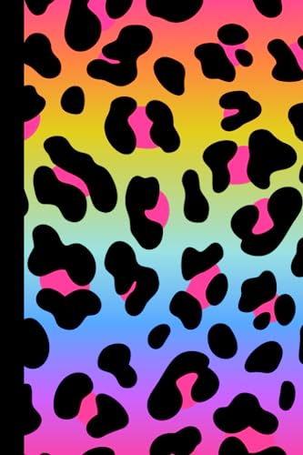Lined Notebook: 90s Aesthetic Neon Rainbow Leopard Print: Nostalgic 90s style Notebook | Colorful Neon 90s inspired Notebook for School | Cute Neon Rainbow Animal Print Journal for Girls