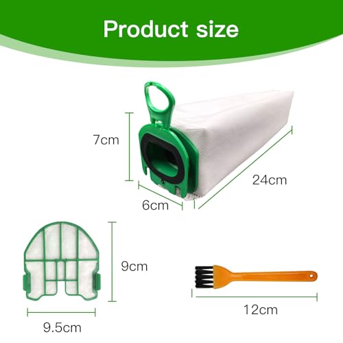 12 Stück Staubbeutel für Vorwerk Kobold VB100,Staubsaugerbeutel,Mit 4 Motorfiltern, 2 Bürsten, Staubbeutel für Kobold VB100 Akku-Staubsauger