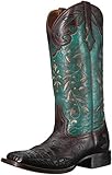 Lucchese Womens Sherilyn Crocodile Square Toe Boots Mid Calf Low Heel 1-2' - Blue,Brown - Size 6.5 C