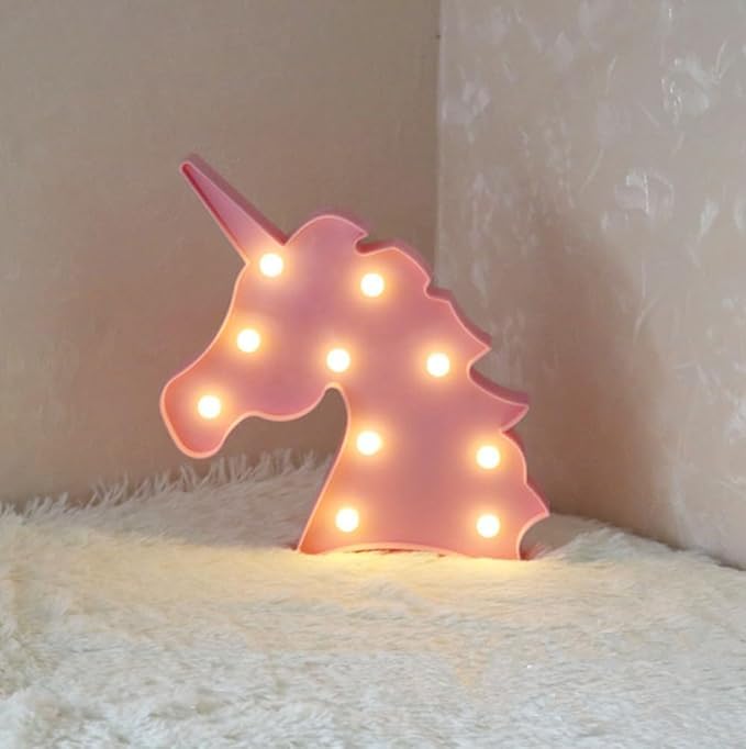 xiao Star Marquee Sign Lights, LED Marquee LightsSign Marquee Night Light for Kids Room Lamp Battery Operated (Pink Unicorn) โ image 1