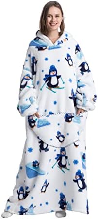 Pterygoid Extra Long Oversized Blanket Hoodie,Hooded Wearable Blanket with Sleeves for Women and Men,Soft Fleece Wearable Throw Giant Sweatshirt Adult with Pocket