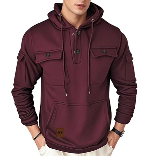Ymosrh Men's Casual Hoodies, Long Sleeve Lace Up Casual Workout Sport Hoody Sweatshirts with Pockets Streetwear, M-3XL