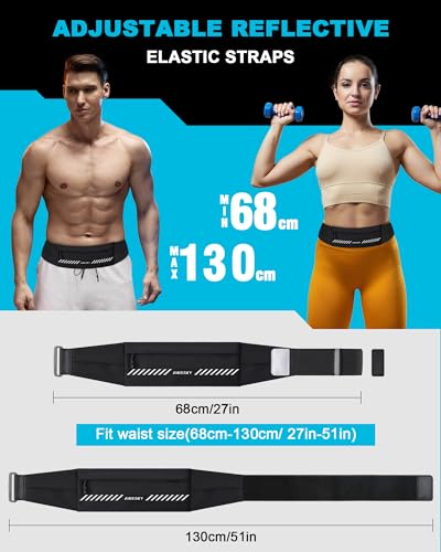 HAISSKY Running Belt Fanny Pack, Slim Waist Running Pack for Women Men, Running Phone Holder Jogging Pouch for Phone Money Belt Waist Bag Compatible with All Cell Phones (for 27" - 51" Waist Size) - Thumbnail 4