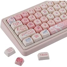 Sunzit PBT Keycaps,125 Keys Rouge Kitten Custom MOA Profile Keycaps, Dye-Sublimation Key caps Keyboard Keycap Set for MX Switches Mechanical Keyboard
