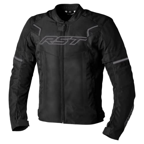 RST Pilot Evo Mens Textile Jacket Motorcycle Motorbike Biker Rider Sports Racing CE Approved Jacket (Black/Black/Black,46)