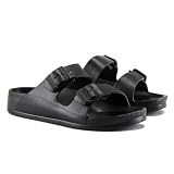 VIVASHOES Sandalias Mujer Doble Hebilla Goma – Chanclas Ligeras Impermeables con Correas Ajustables y Soporte Arco – Verano, Playa, Piscina – Talla Real Apta Pie Ancho – Negro – EU 38