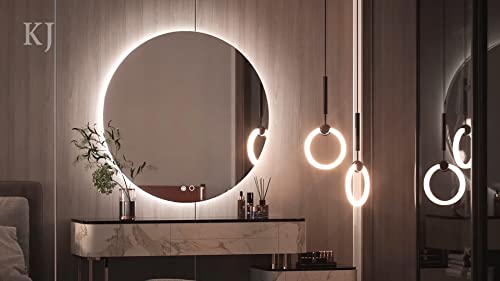 Keonjinn Round Led Mirror 32 Inch Ul Listed Backlit Mirror Bathroom Vanity Mirror With Lights Anti-Fog Circle Lighted Mirror Large Round Bathroom Mirror Wall Mounted Dimmable Illuminated Mirror Cri90+ #TOP6