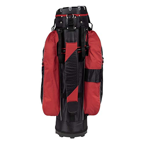 Founders Club Premium Cart Bag With 14 Way Organizer Divider Top (Black Red) #TOP2