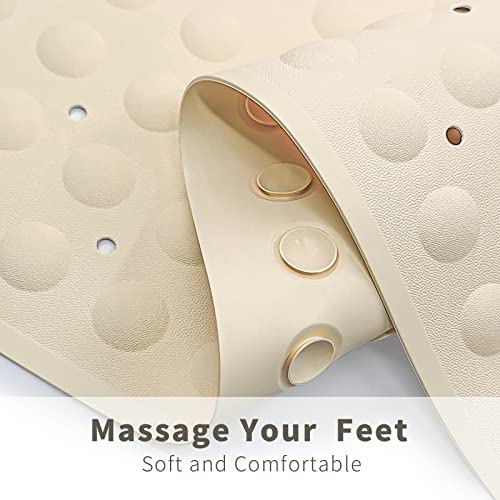 Non-Slip Bathtub Mat Rubber Bath Mat Bathroom With Powerful Suction Anti-Skid Mat 15.7W * 31.5L - Machine Washable #TOP7