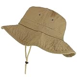 Trendy Apparel Shop XXL Oversize Large Brim 100% Cotton Outdoor Boonie Hat - Khaki - 2XL