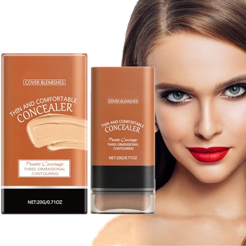 Base de Maquillaje en Barra con Pincel Incorporado,Base de Maquillaje en Barra Multifuncional Hidratante y Ligera 2 en 1,Corrector de Cobertura Total Resistente al Agua
