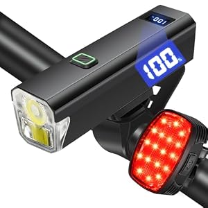 DARKBEAM 6000LM Bike Headlight USB- C Rechargeable, High Lumen Super Bright Bike Light Set for Night Riding, 12+5 Modes Waterproof Bicycle Lights for Road, Mountain, Cycling