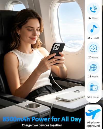 Giabuao Akkuhülle für iPhone 14/13 Pro(6.1\,8500mAh), Schlanke Wiederaufladbare Erweiterte Ladehülle, Tragbare Schutzhülle mit Akku Hülle für iPhone 13 Pro/14 Pro