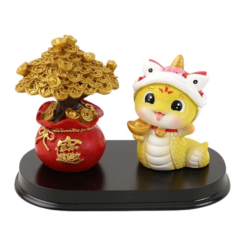 中国の新年の風水幸運のお守りヘビと盆栽金のなる木の置物飾り富と幸福の繁栄を引き寄せるための風水飾り