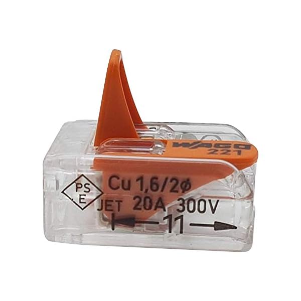 WAGO 50 Stück 221-412 Verbindungsklemme, 2-adrig, mit Hebel, 0,2-4qmm kleine Form, transparent – Bild 8