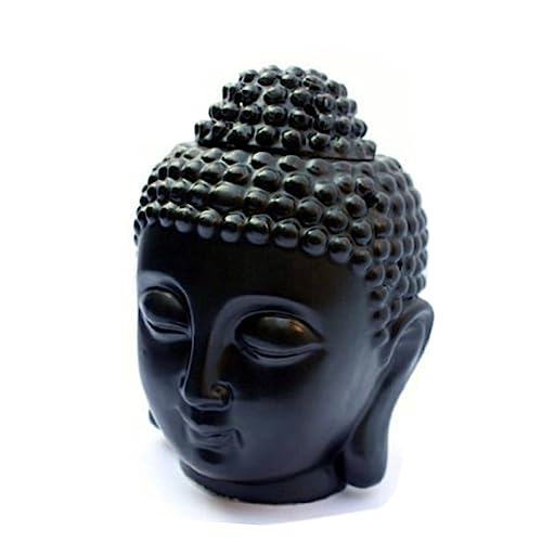 TOPBATHY Lampe à Parfum Bouddha Céramique Noire Brûle-huiles Essentielles pour Aromathérapie Et Décoration Méditative