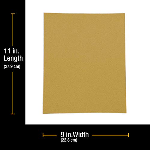 Dura-Gold Premium 9" X 11" Gold Sandpaper Sheets, 80 Grit (Box Of 8) - Wood Furniture Woodworking, Automotive Paint - Full-Size Cut To Use On 1/4, 1/3, 1/2 Sheet Finishing Sanders, Hand Sanding Block #TOP1