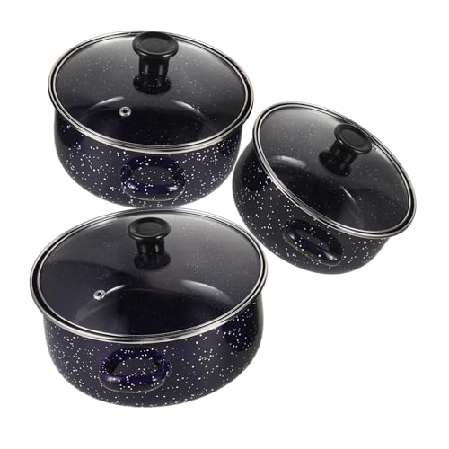 PEPLAYTAL Cacerolas Esmaltadas Mini con Tapa Antiadherentes Plano para Cocina Ollas Versátiles para Sopa Fideos y Guisos Utensilios Duraderos Azul