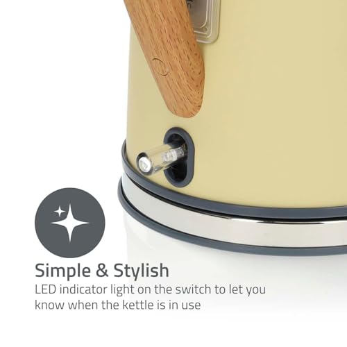 Nedis 1.7L Soft Touch Jug Kettle with Wood Effect Handle, Overheat Protection, Removeable Filter, 2.2KW - Matte Cream Yellow - Image 7