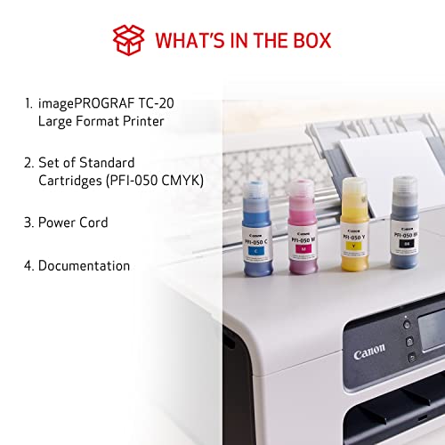 Canon Imageprograf Tc-20 24" Large Format Poster & Plotter Printer - Automatic Roll & Cut Sheet Paper Feeder, Ships With 280Ml Of Ink - Usb, Wi-Fi, Lan #TOP5