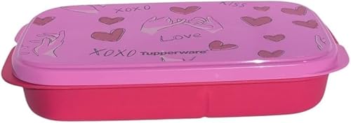 Tupperware To Go Lunch Box Clever Break 590 ml with Divider Eco+ School Lunch Box with Compartment Hearts Pink Love 590 ml