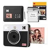 KODAK Mini Shot 3 Retro 3x3” Instant Digital Camera & Photo Printer, 38 Sheets, 2-in-1 Portable Print Camera, Bluetooth Smartphone Printer for iOS & Android, 4PASS Dye Sublimation, White