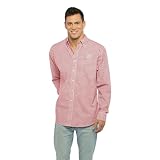 Vantage Apparel Men's Collegiate Easy-Care Long Sleeve Gingham Check Button Down Shirt, Rutgers Scarlet Knights, Large